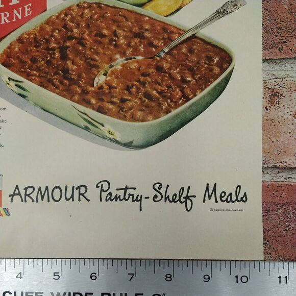 Vtg 1950 - Armour Chili Con Carne Pantry Shelf Meats - Original Retro PRINT AD - Picture 7 of 9